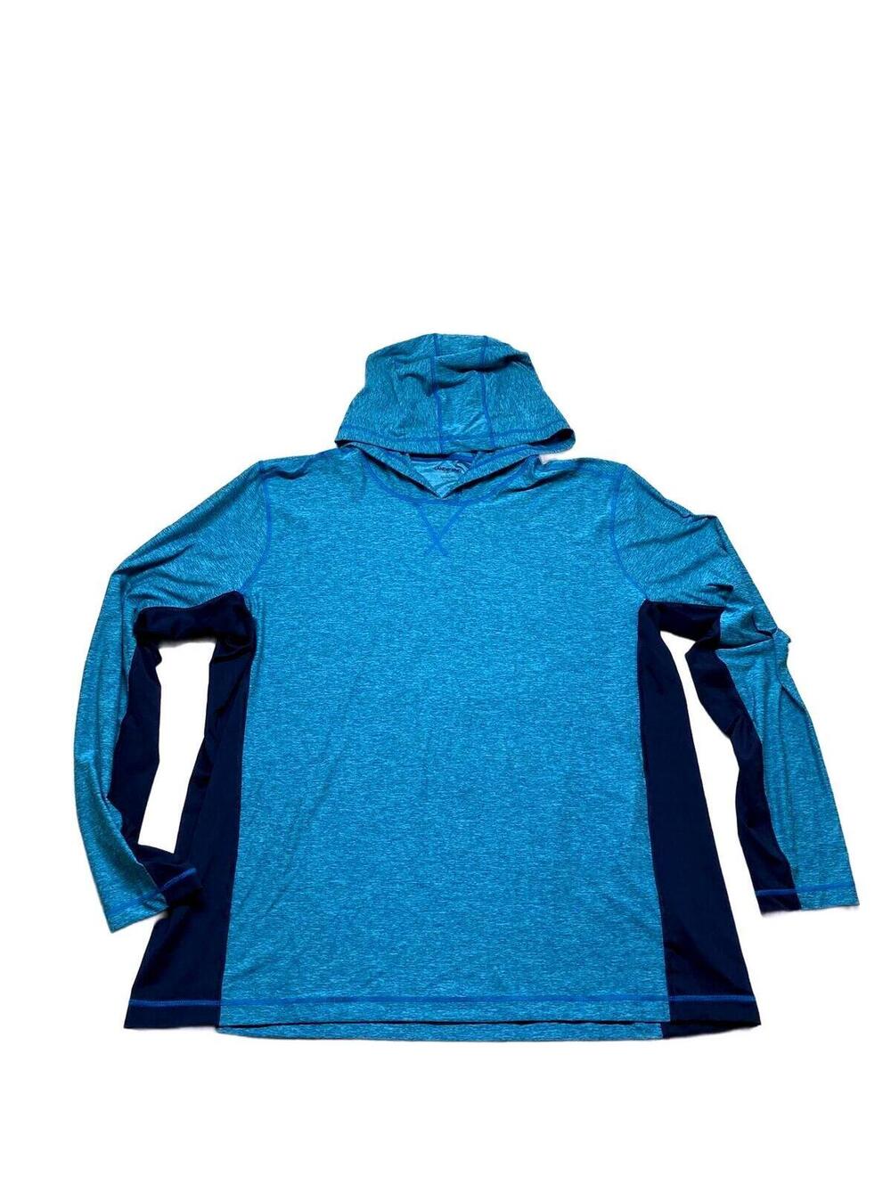 Lands' End Men's Blue Hooded Long Sleeve Shirt Size XL